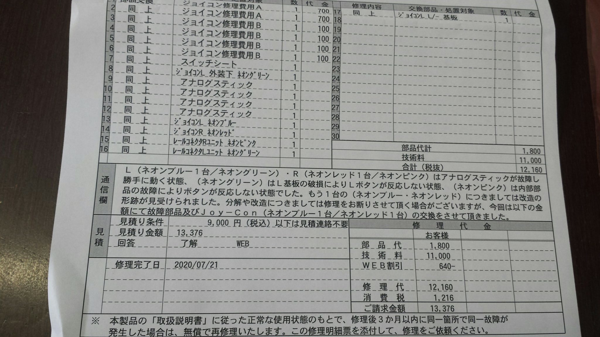 Nintendo Switchニンテンドースイッチジョイコン修理費用 5人家族の生活費